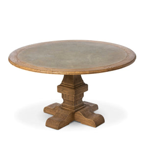 Aged Zinc Top Round Dining Table