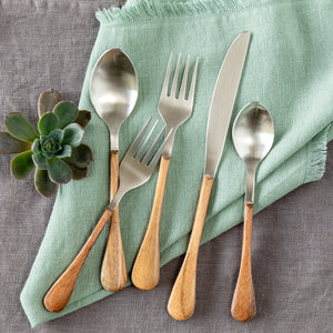 Wood Handled Stainless Flatware, Boxed Set of 5
