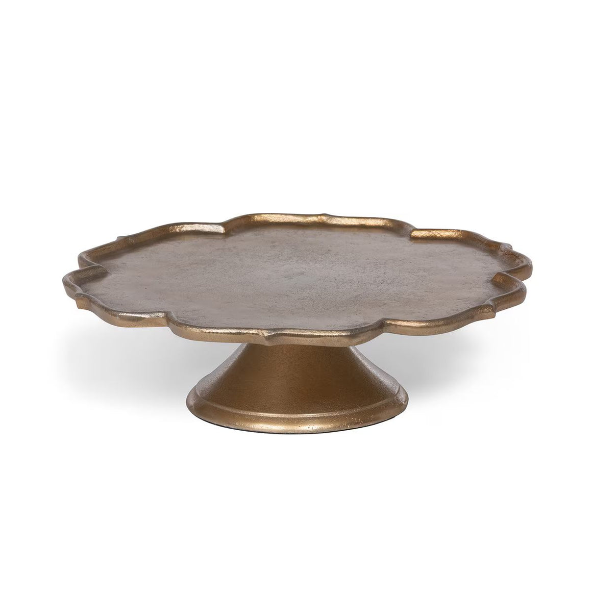 Scalloped Edge Cast Aluminum Cake Plate, 15"