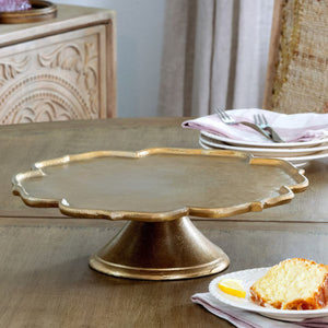 Scalloped Edge Cast Aluminum Cake Plate, 15"