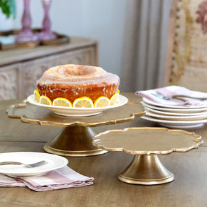 Scalloped Edge Cast Aluminum Cake Plate, 15"