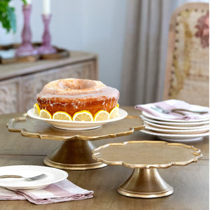 Scalloped Edge Cast Aluminum Cake Plate, 11"