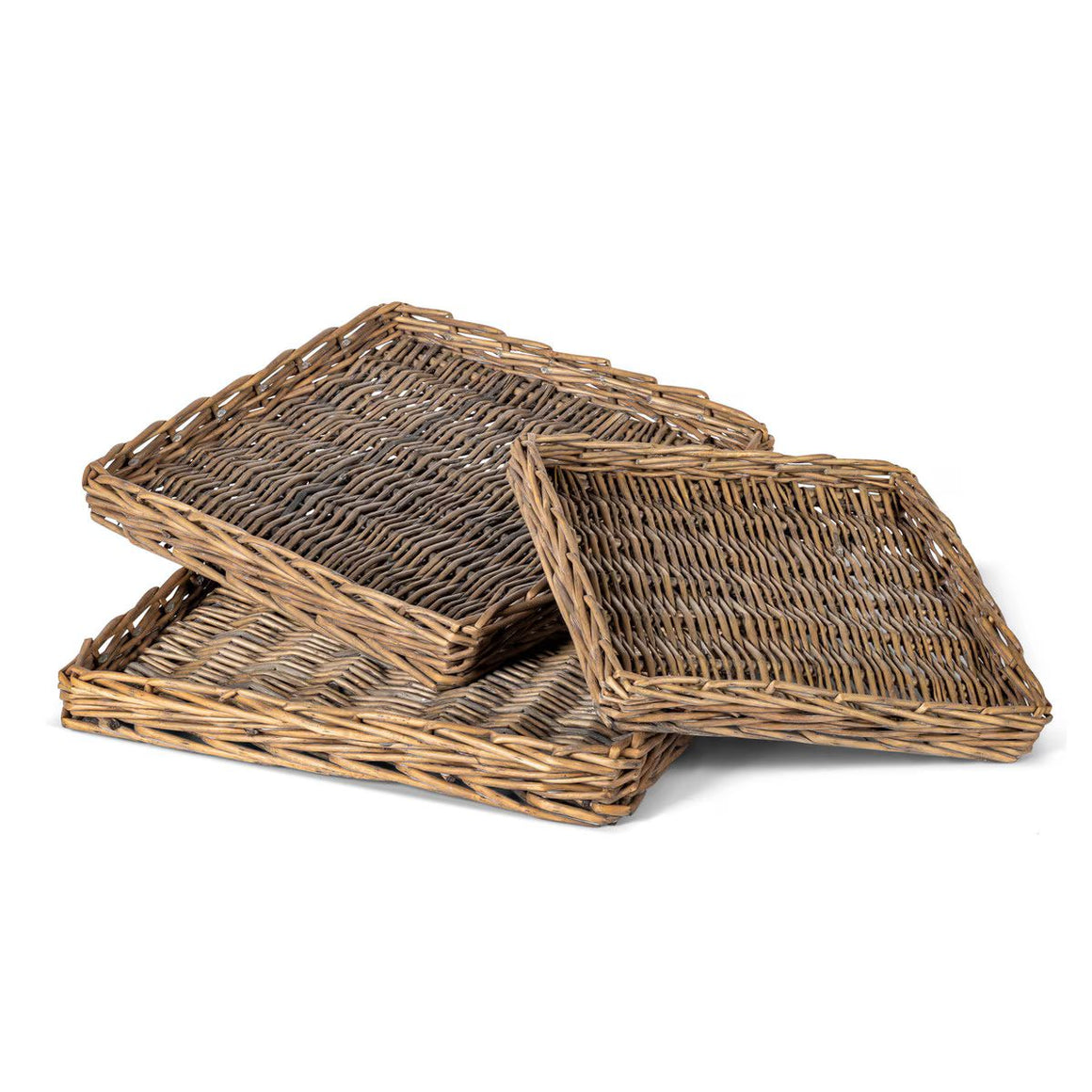 Woven Willow Square Trays, Set of 3