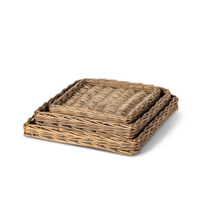 Woven Willow Square Trays, Set of 3