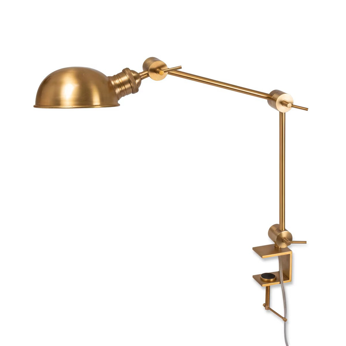 Brass Clamp-on Desk Lamp with Dome Shade