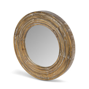 Round Wooden Frame Mirror, 20"