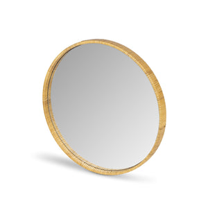 Rattan Wrapped Wood Mirror, 20"