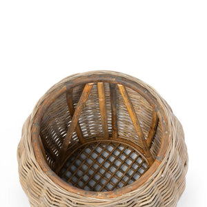 Rattan Side Table with Teak Wood Top